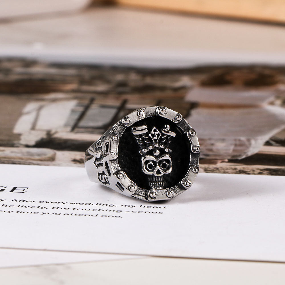 European American Titanium Steel Skeleton Car Chain Ring