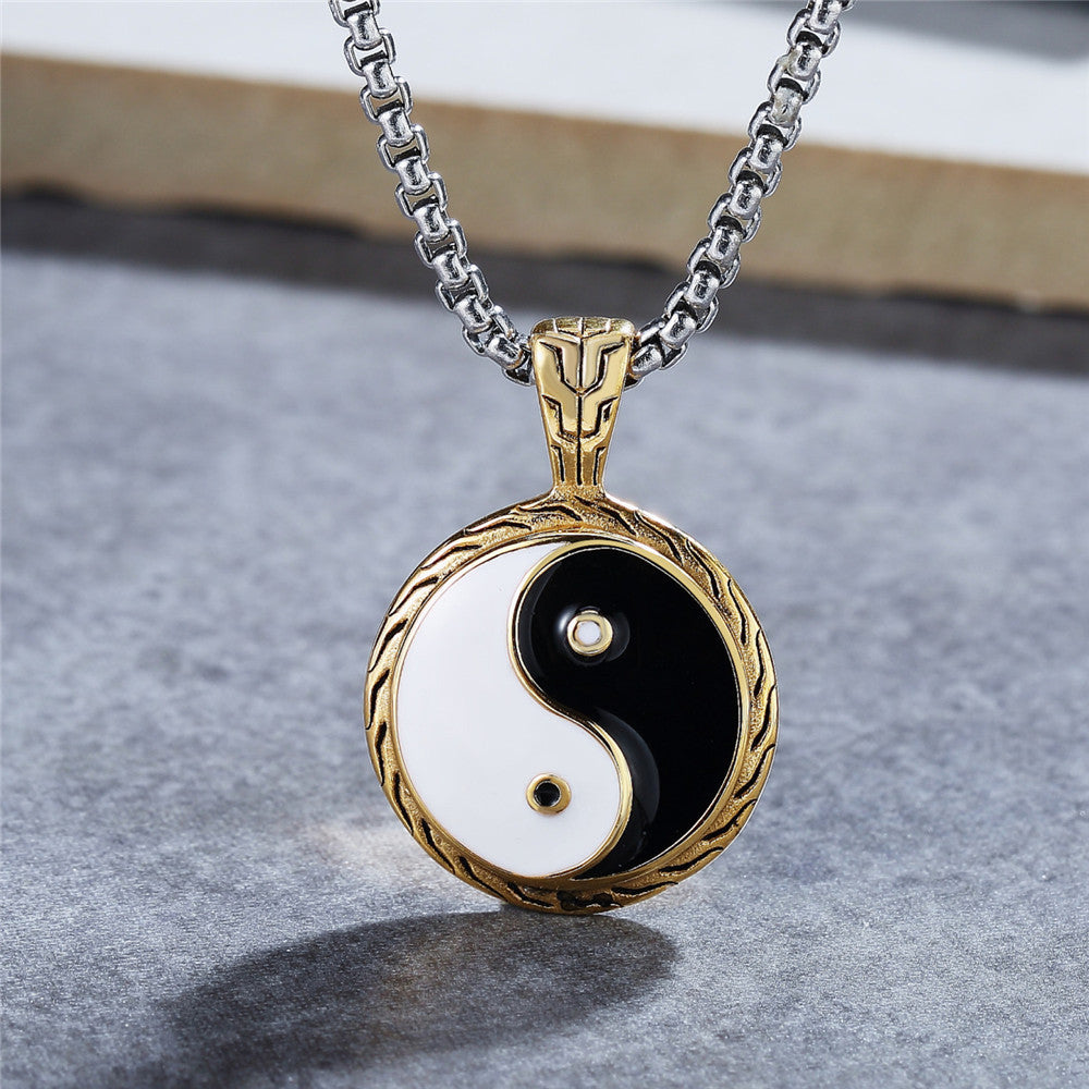Yin Yang Bagua Titanium Pendant Unisex Jewelry Personalized Protection Retro Style Planderful