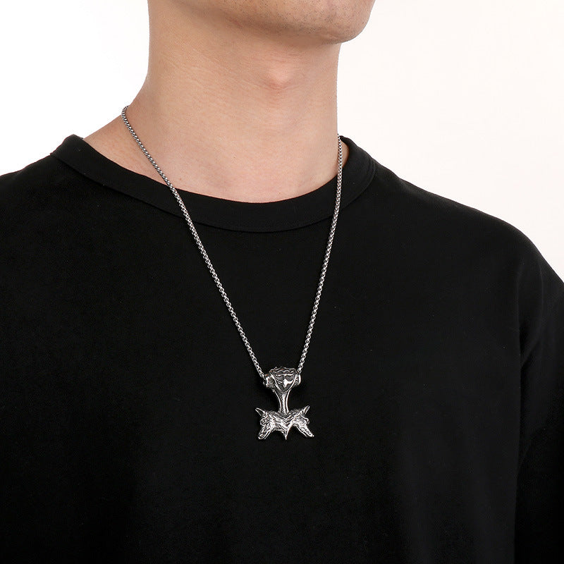 Planderful Dark Wolf Head Pendant Men Titanium Steel