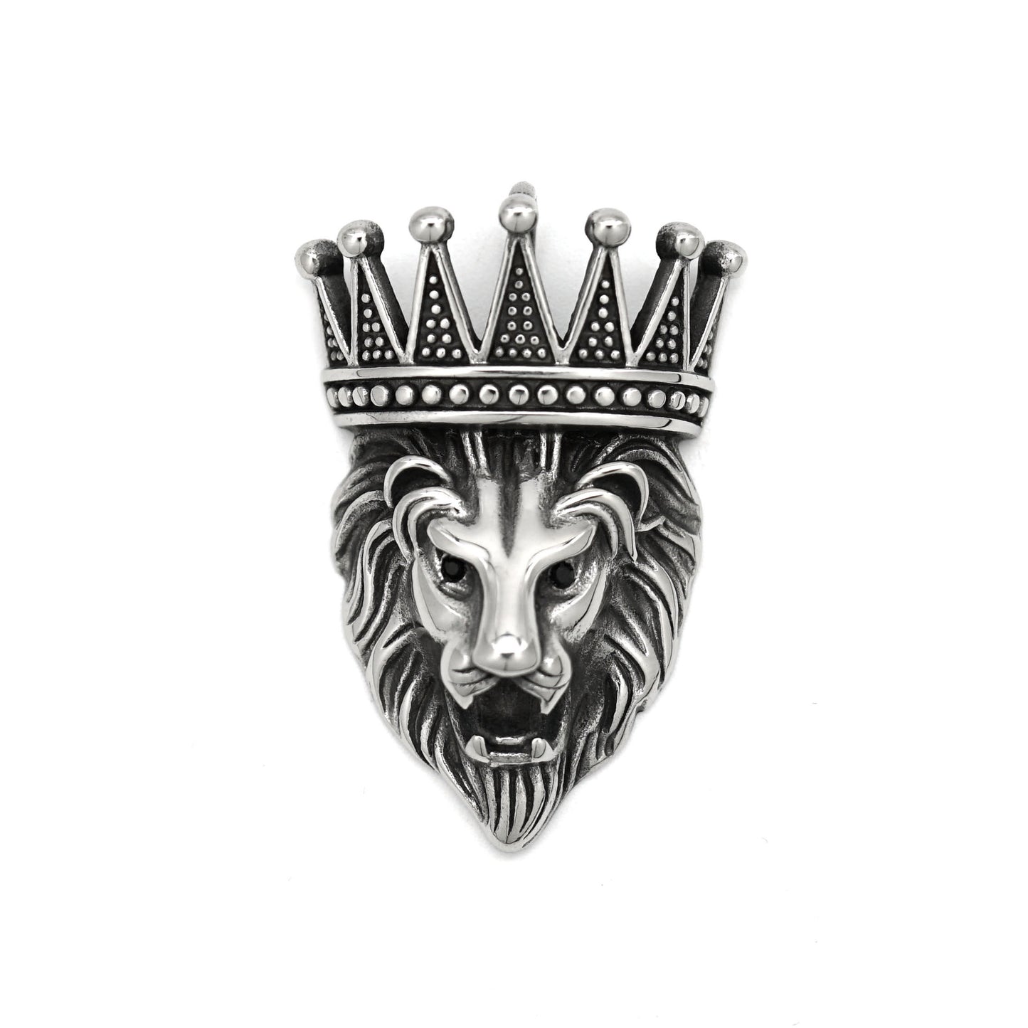 Steel Necklace – Vintage Lion Crown Pendant Hip Hop