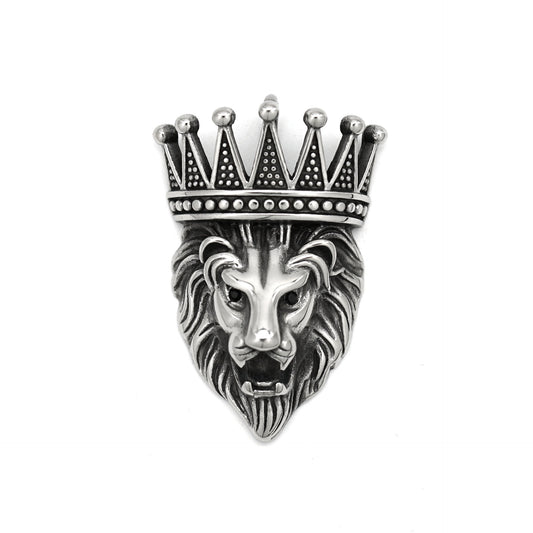 Steel Necklace – Vintage Lion Crown Pendant Hip Hop