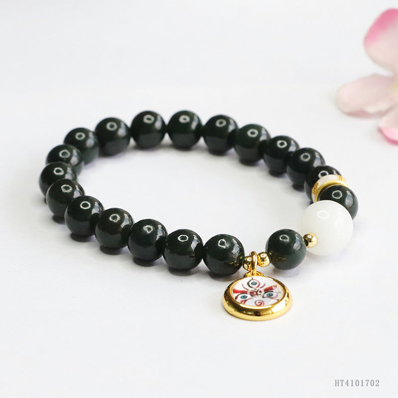 Taqing Hetian Jade & White Jade Wealth Charm Bracelet