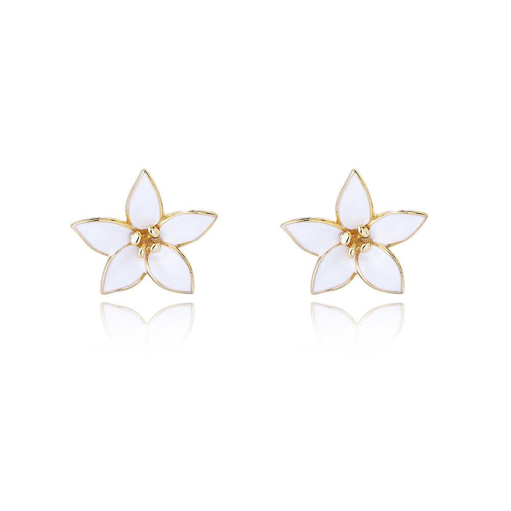 Korea Dongdaemun Dripping Flower Sterling Silver Earrings Retro Style Stud Earrings