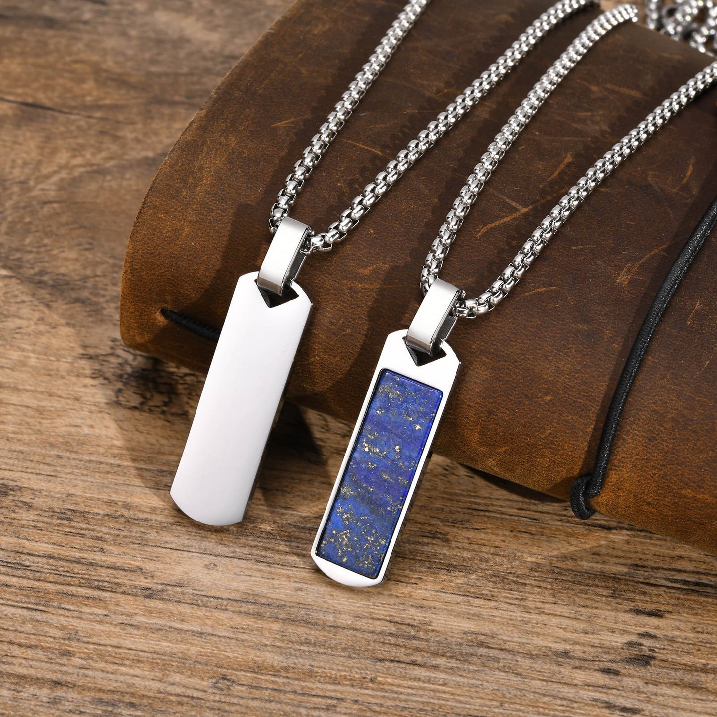 Men's Fashion Stainless Steel Lapis Lazuli Pendant for Men