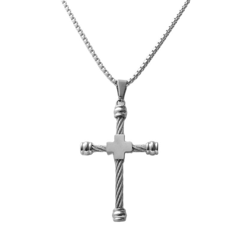 Personalized Retro Titanium Steel Cross Pendant Necklace for Men - Trendy Everyday Accessory