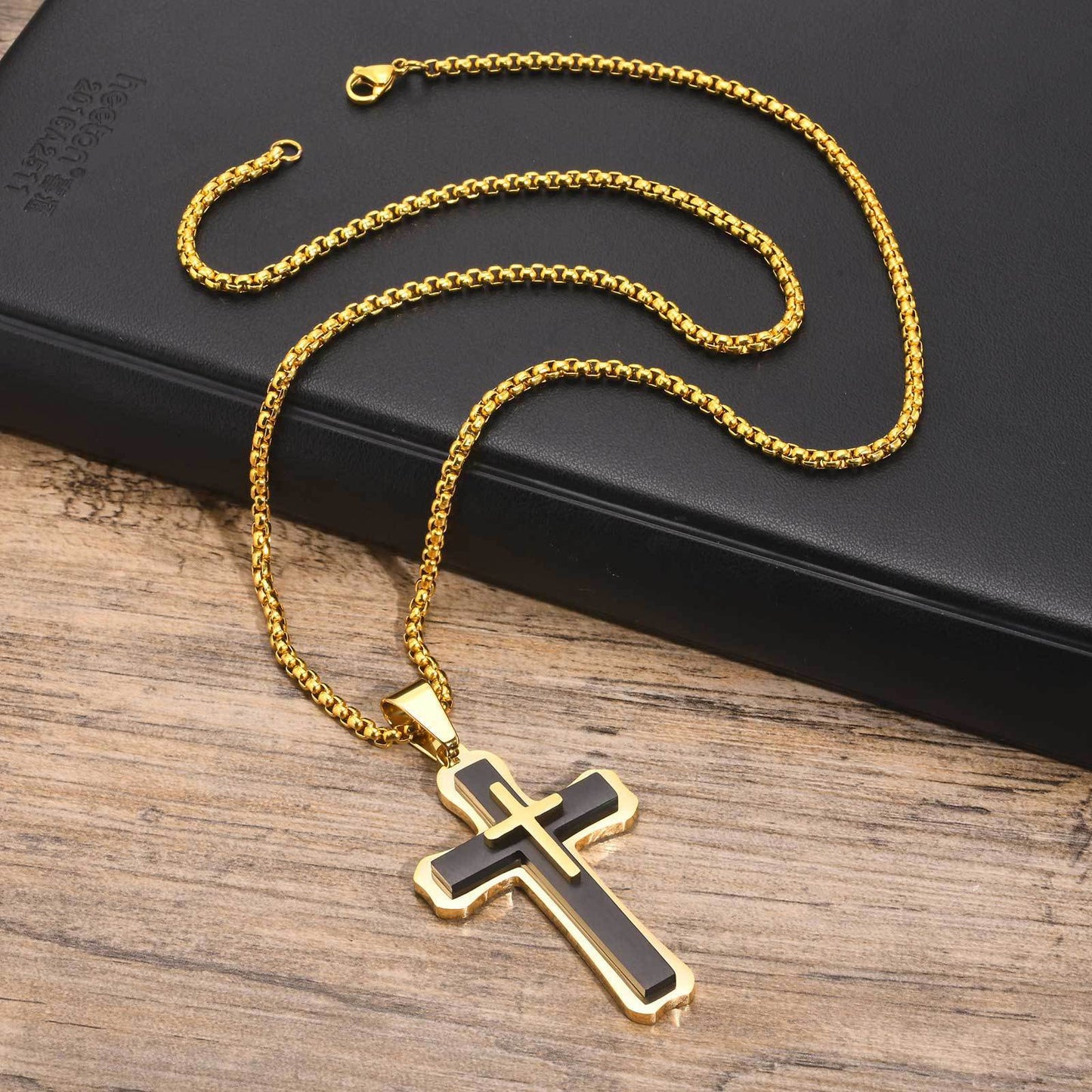 Necklaces Men's Triple Cross Pendant Necklace Stainless Steel Jewelry Wholesale