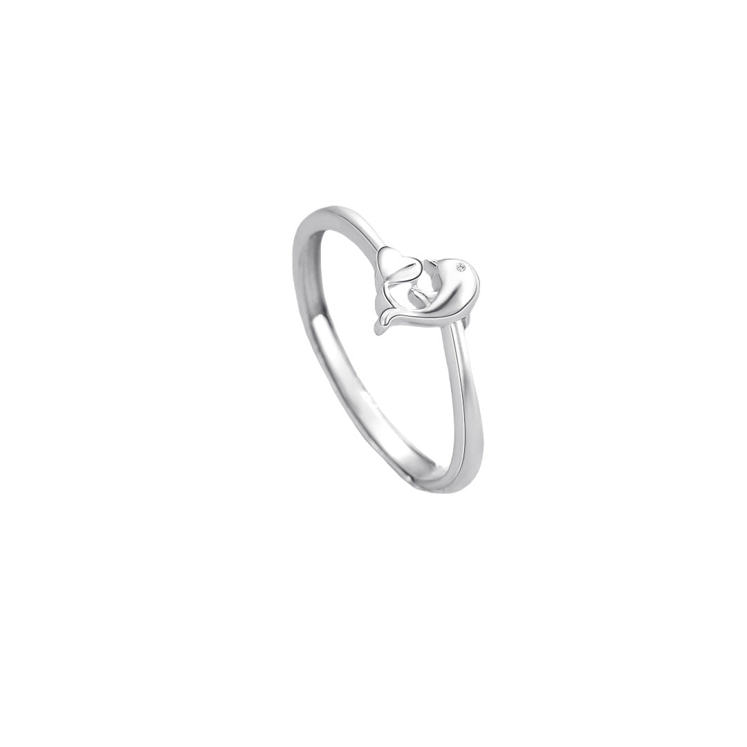 Planderful Dolphin Ring For Women Sterling Silver S925 Adjustable Elegant Minimalist Design