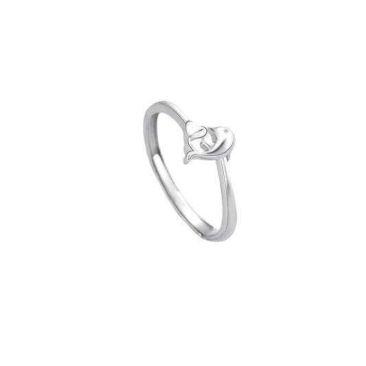 Planderful Dolphin Ring For Women Sterling Silver S925 Adjustable Elegant Minimalist Design