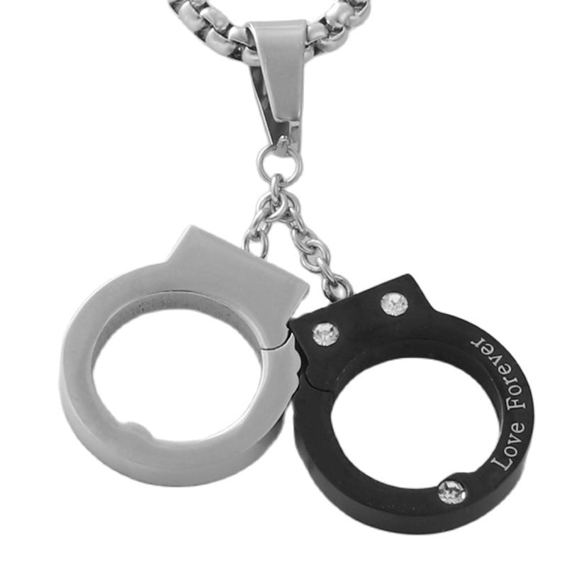 Personalized Retro Titanium Steel Handcuffs Pendant Necklace for Men - Trendy Multi-Color Design