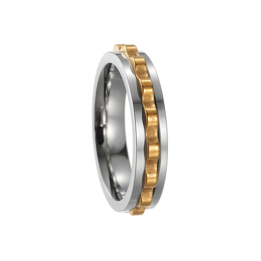 Planderful Mens Ring 6mm Titanium Steel Rotating Color Gear
