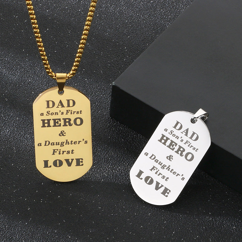 Dad Hero Stainless Steel Pendant Fathers Day Gift For Men