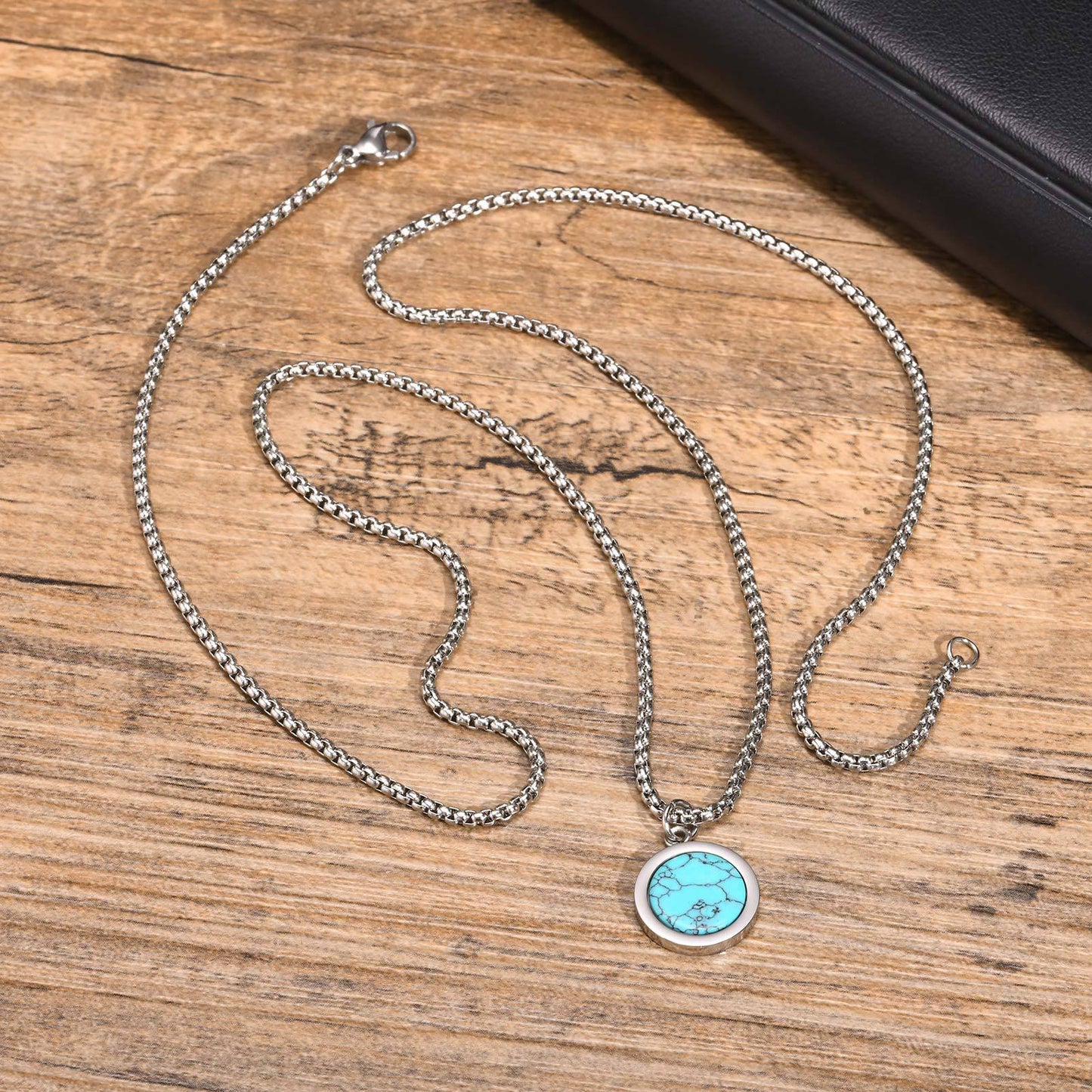 Planderful Abalone Shell Necklace Mens Stainless Steel