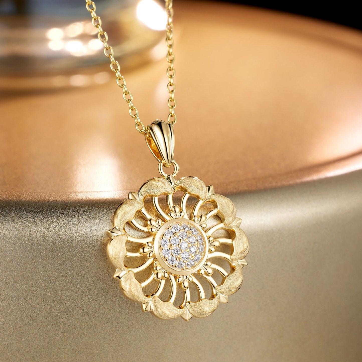 Planderful S925 Sterling Silver Necklace Hollow Zircon Embellishment Italian Retro Antique Style for Women