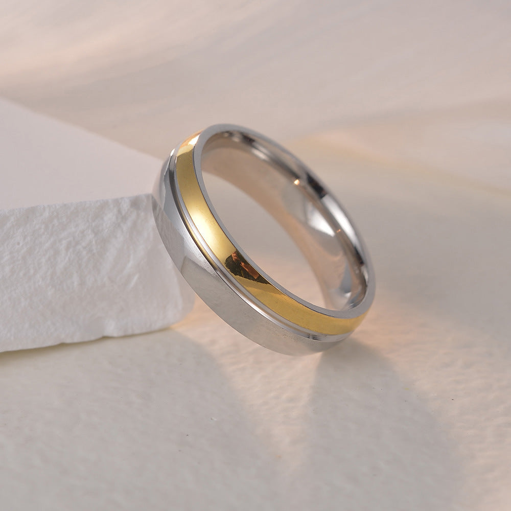 Elegant Greek Style Titanium Steel Unisex Ring Set in Gold - Wholesale Option