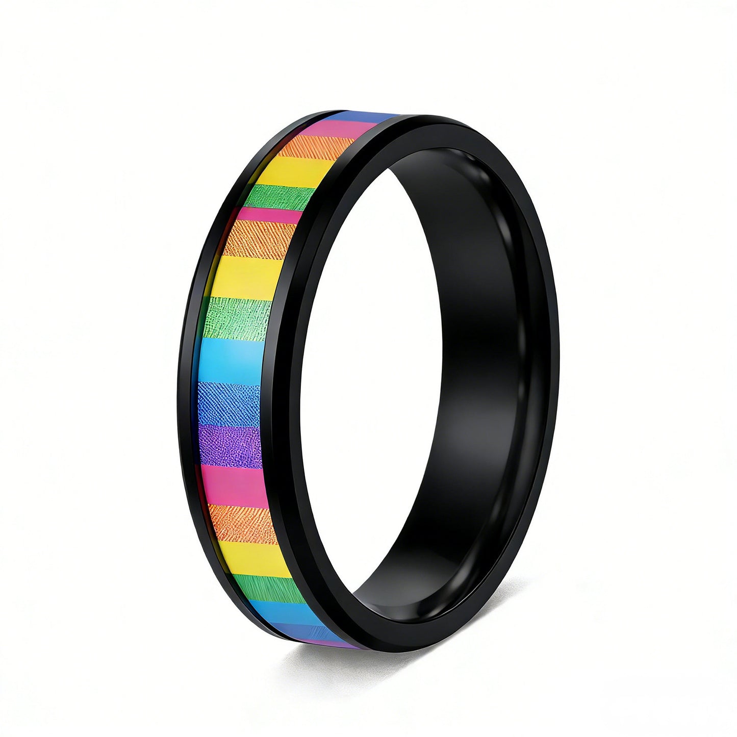 Planderful Everyday Genie Titanium Steel Ring Rainbow Color Unisex Couple Gift For Him And Her