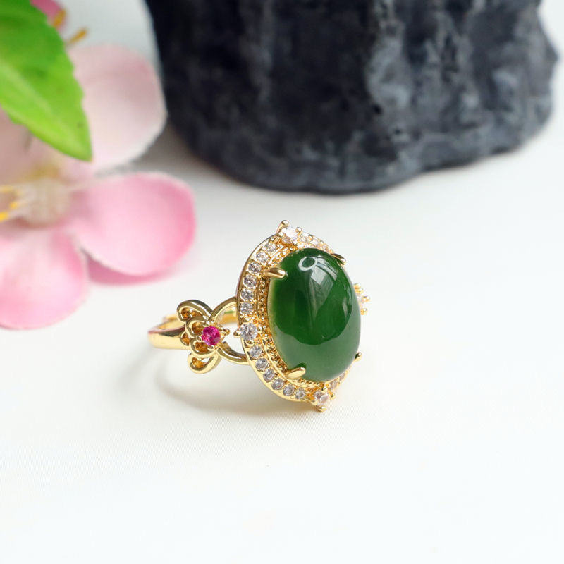 Hetian Jasper Statement Ring