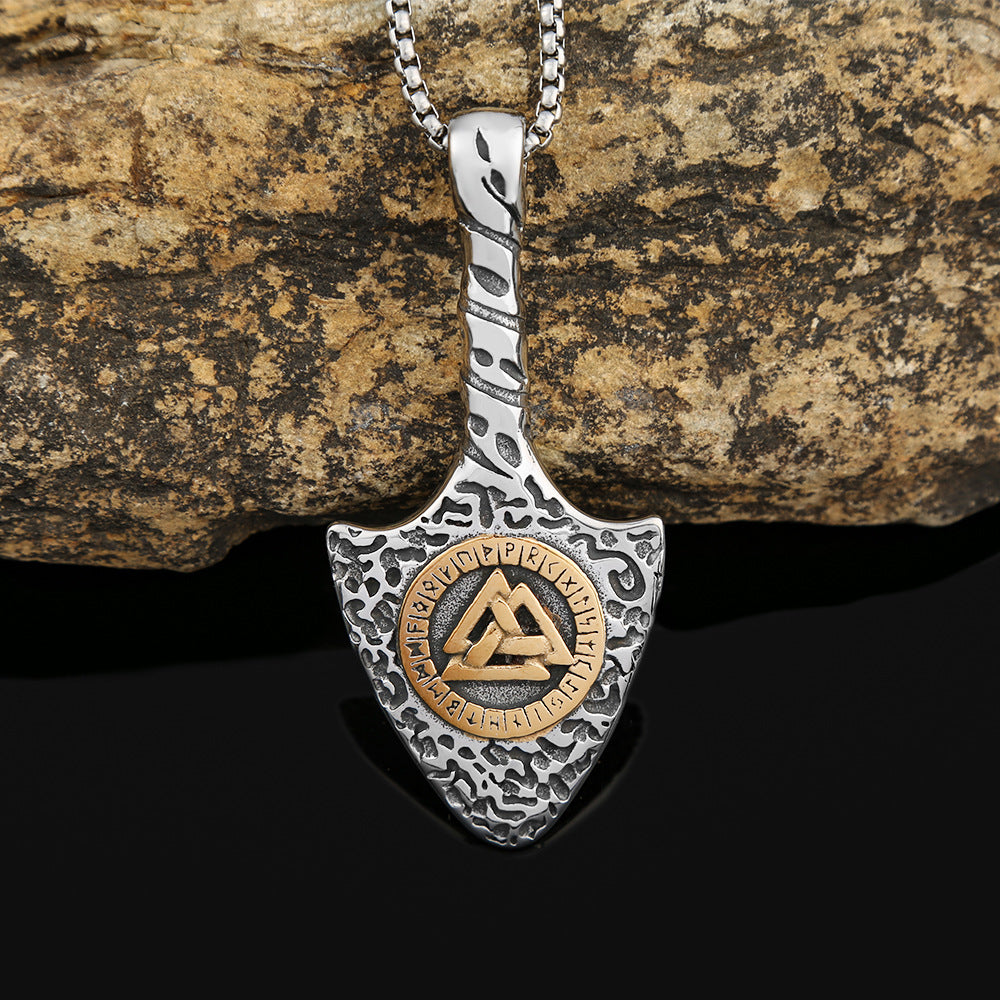Viking Rune Spear Pendant Men's Titanium Steel Necklace