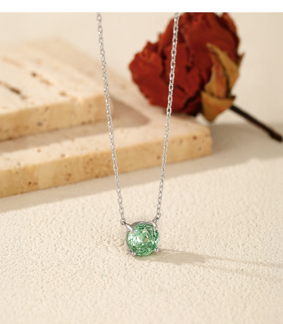 925 Sterling Silver Paraiba-Color Rose-Cut Zircon Necklace