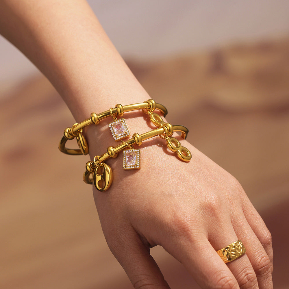 Planderful Zircon Geometric Pendant Bracelet Chic For Her