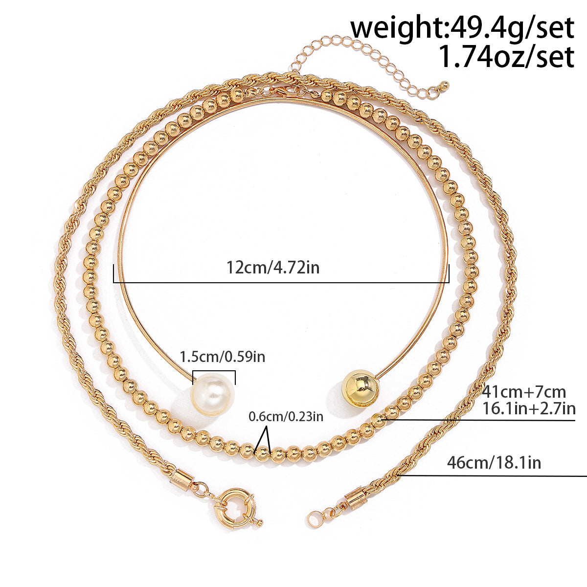 Asymmetrical Pearl Ring Collar Necklace