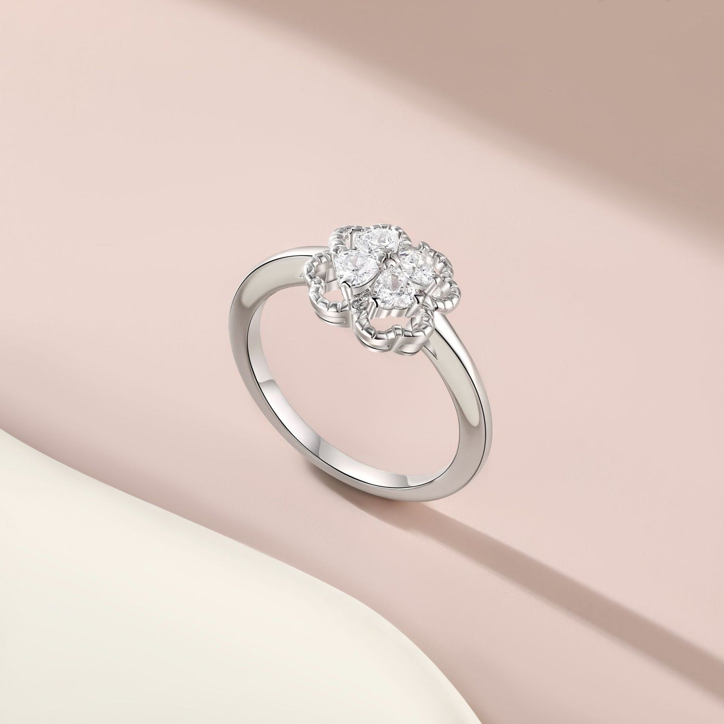 S925 Sterling Silver Four-Leaf Clover Ring Women's Luxury Jewelry