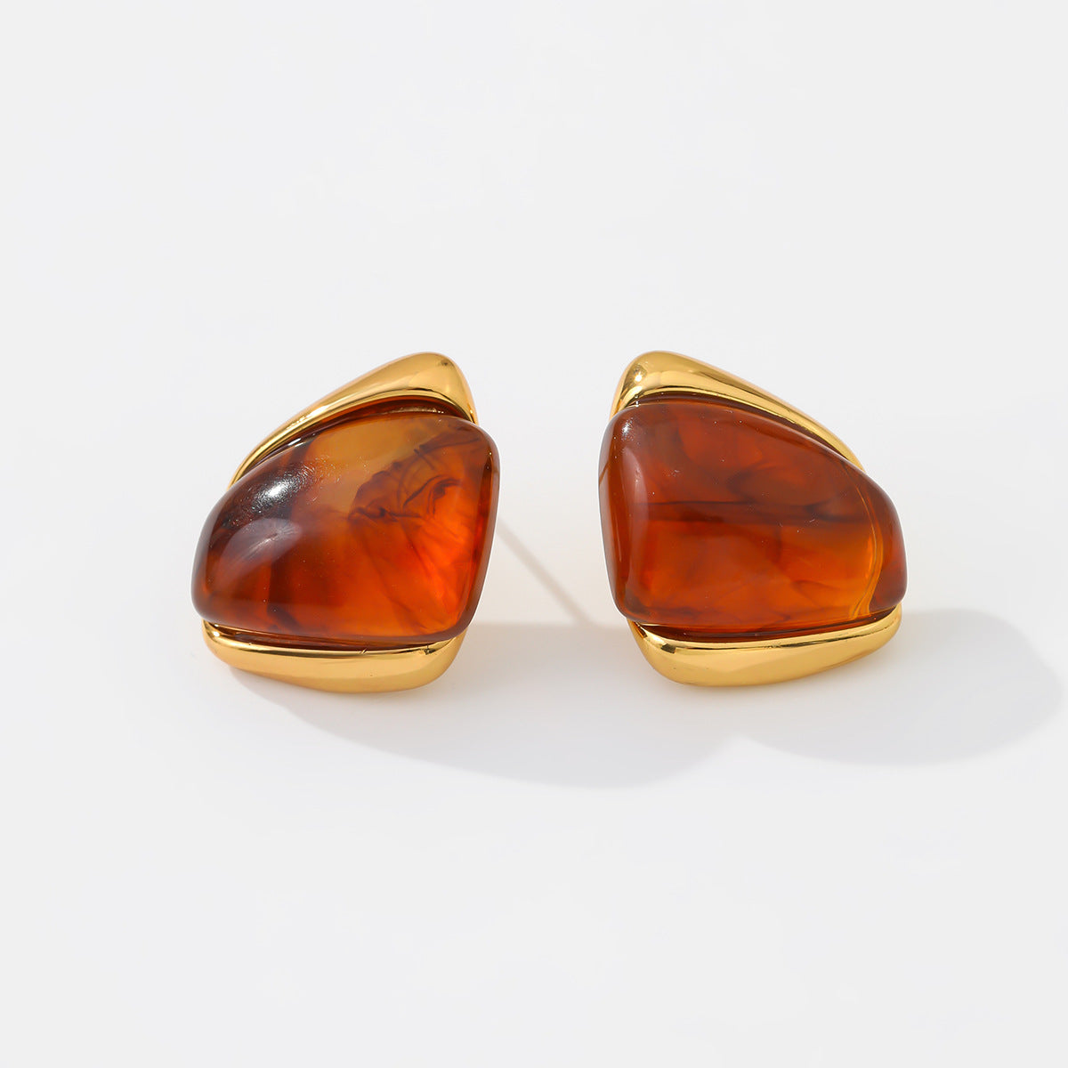 Planderful Vienna Verve Stainless Steel Stud Earrings Geometric Irregular Golden Edge Statement For Women