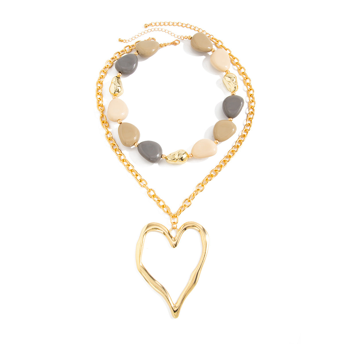 Oversized Heart Beaded Necklace Set