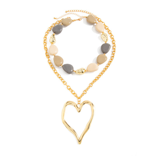 Oversized Heart Beaded Necklace Set