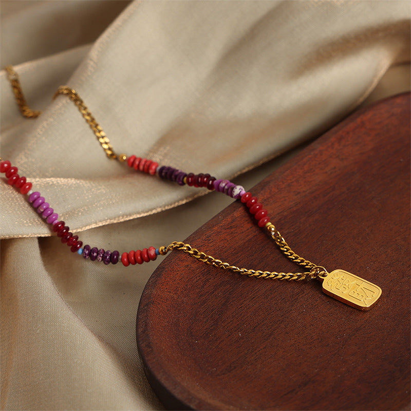 Golden Geometric Fortune Handmade Beaded Necklace - Planderful Collection