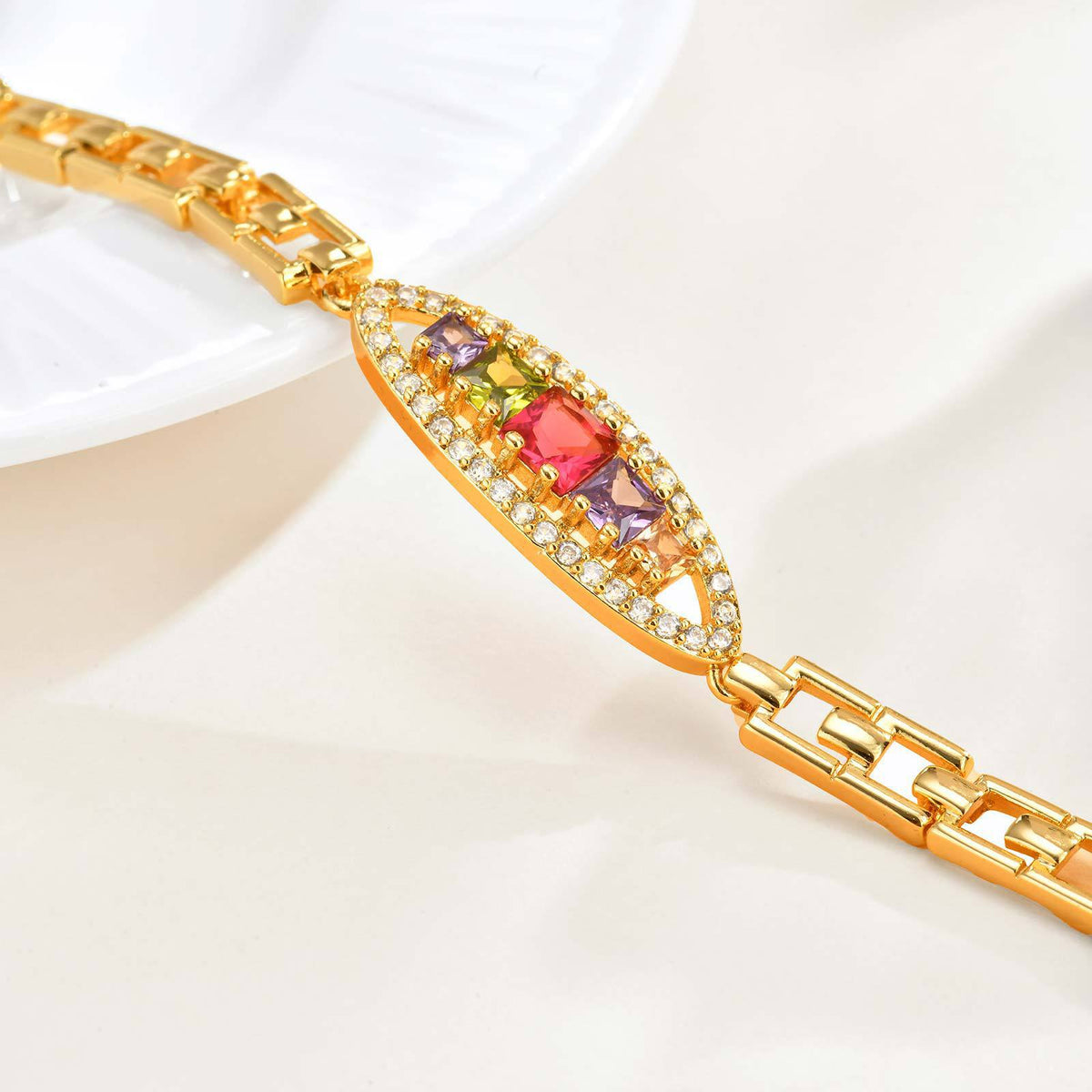 Heart Flower Rose Zircon Copper Bracelet