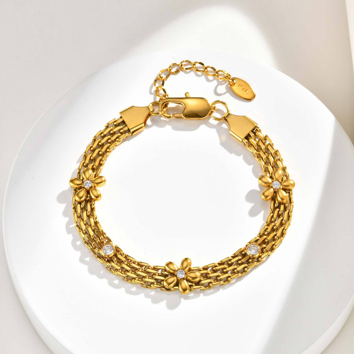 Flower Shell Zircon Stainless Steel Bracelet