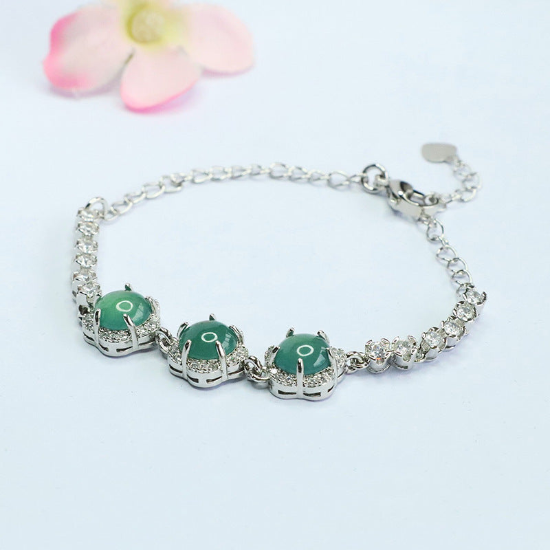 Blue Water Jadeite Summer Blossom Bracelet