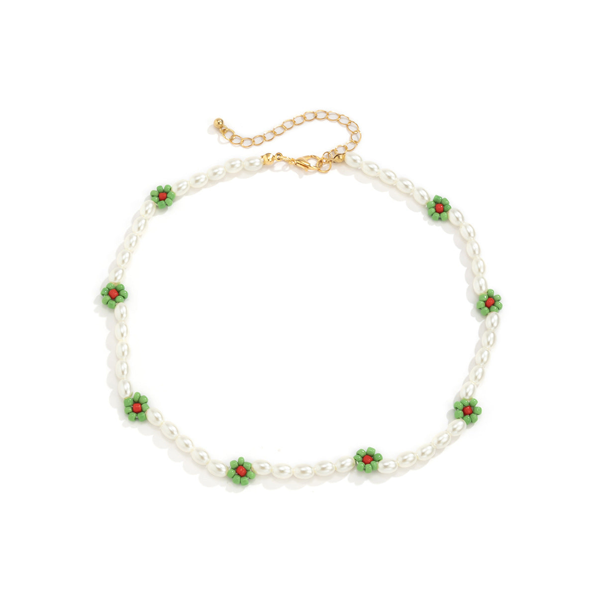 Planderful Vienna Verve Bohemian Daisy Collarbone Necklace Beaded Imitation Pearl For Boho Chic Women