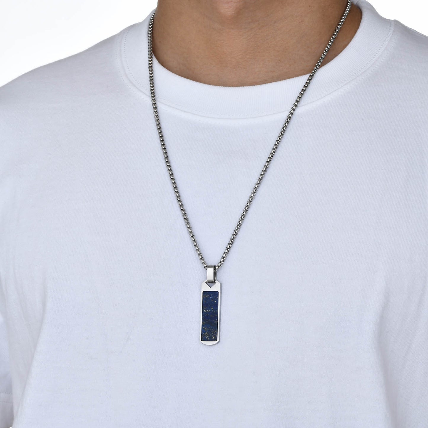 Men's Fashion Stainless Steel Lapis Lazuli Pendant for Men