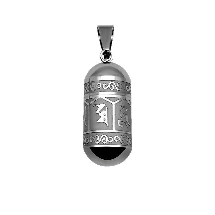 Planderful Mantra Pendant Necklace Six Character Stainless Steel Open Locket For Unisex Gifts