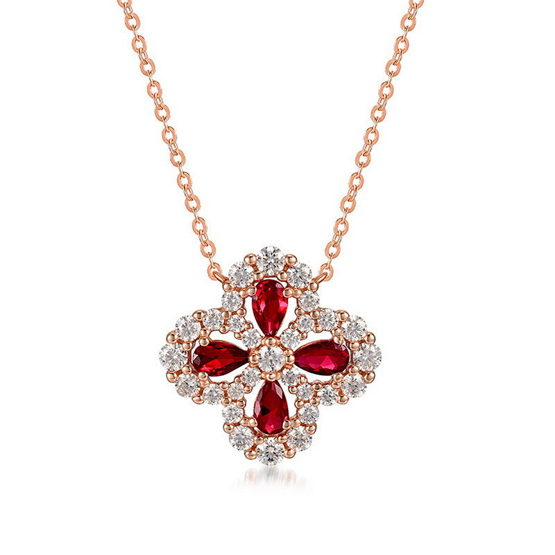 S925 Sterling Silver Lab-Grown Gemstone Four-Leaf Clover Jewelry Collection