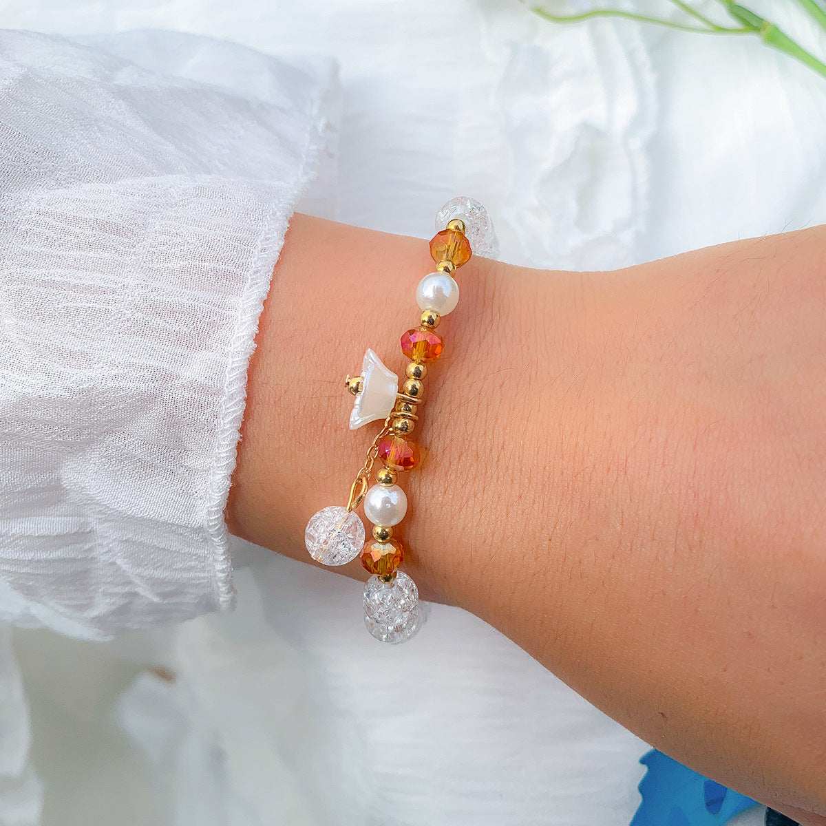 Planderful Vienna Verve Crystal Butterfly Bracelet For Women Elegant Beaded Elastic Jewelry