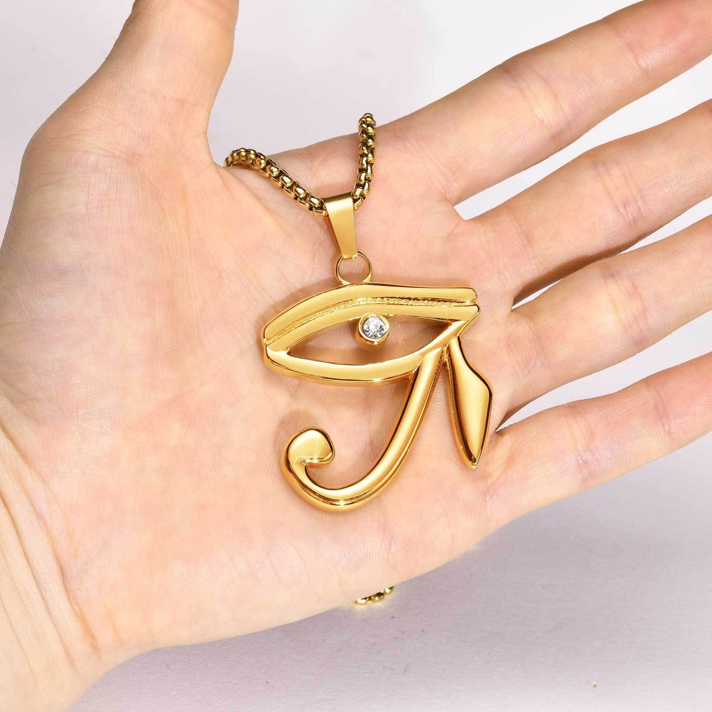 European and American Stainless Steel Zircon Eye of Horus Pendant Black Men's Necklace Jewelry for Men