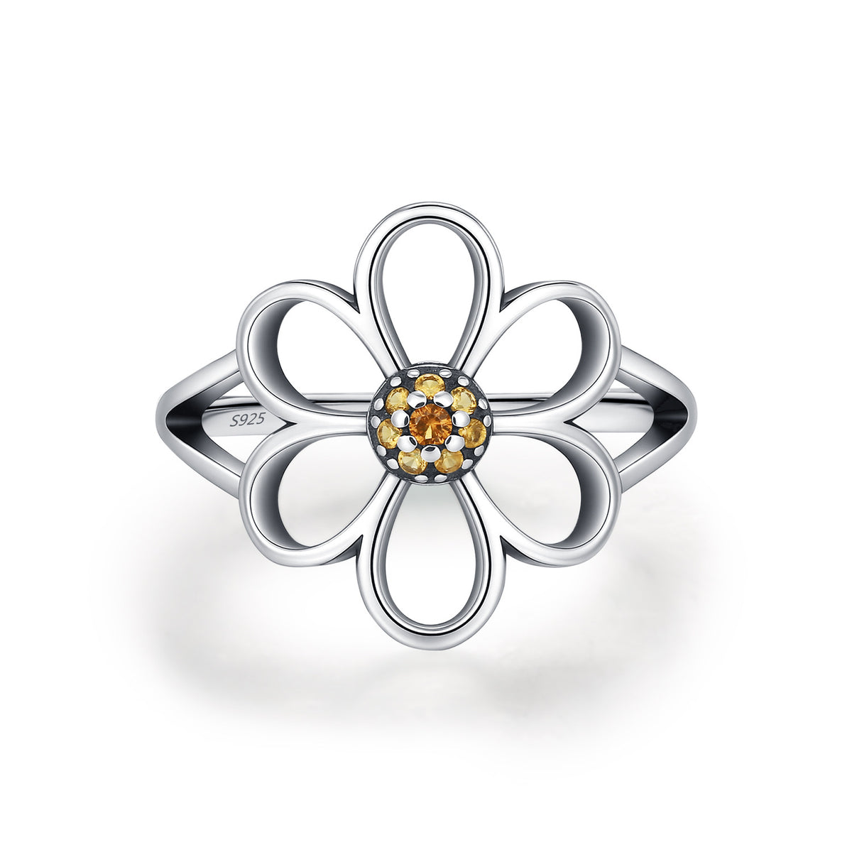 925 Sterling Silver Openwork Floral Ring