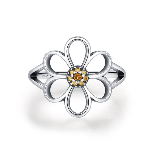 925 Sterling Silver Openwork Floral Ring