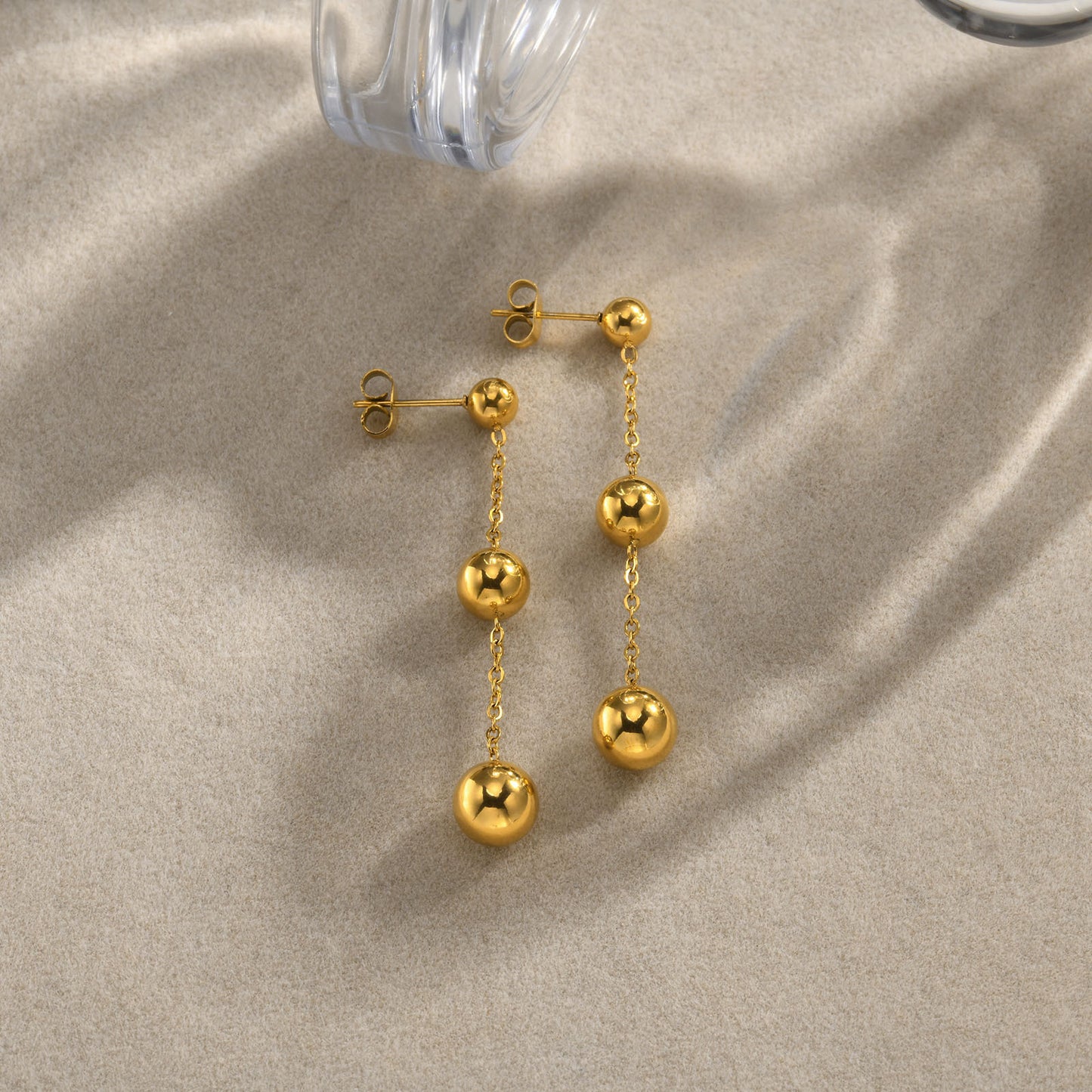 Earrings Stainless Steel Women's Earrings Bead Tassel Gold