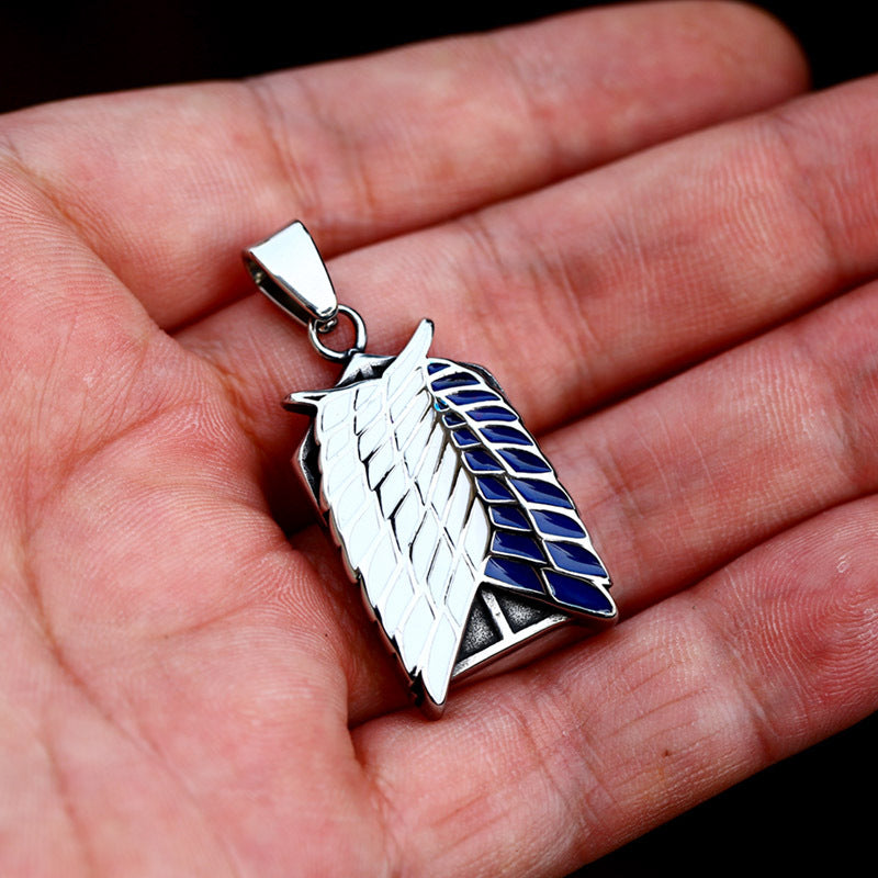 Retro Stainless Steel Wings of Freedom Pendant Jewelry for Men, European and American Style