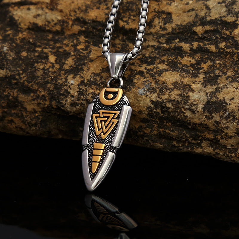 Titanium Steel Viking Arrow Pendant Necklace for Men