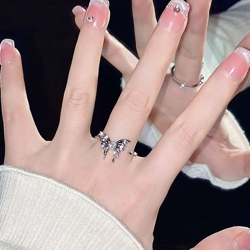 S925 Sterling Silver Butterfly Ring — Adjustable