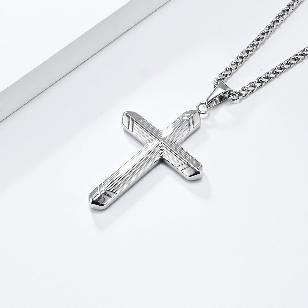 Cold Wind Simple Genderless Cross Necklace Fashionable Wear