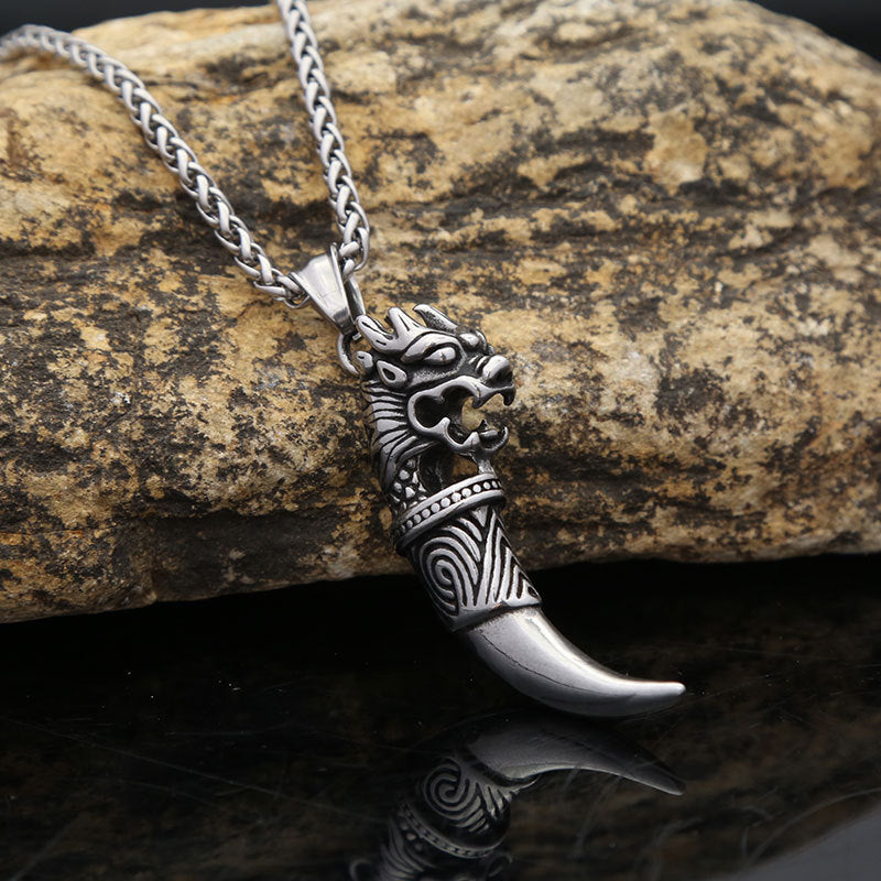 European And American Men's Wolf Tooth Necklace Trendy Stainless Steel Hip-Hop Jewelry