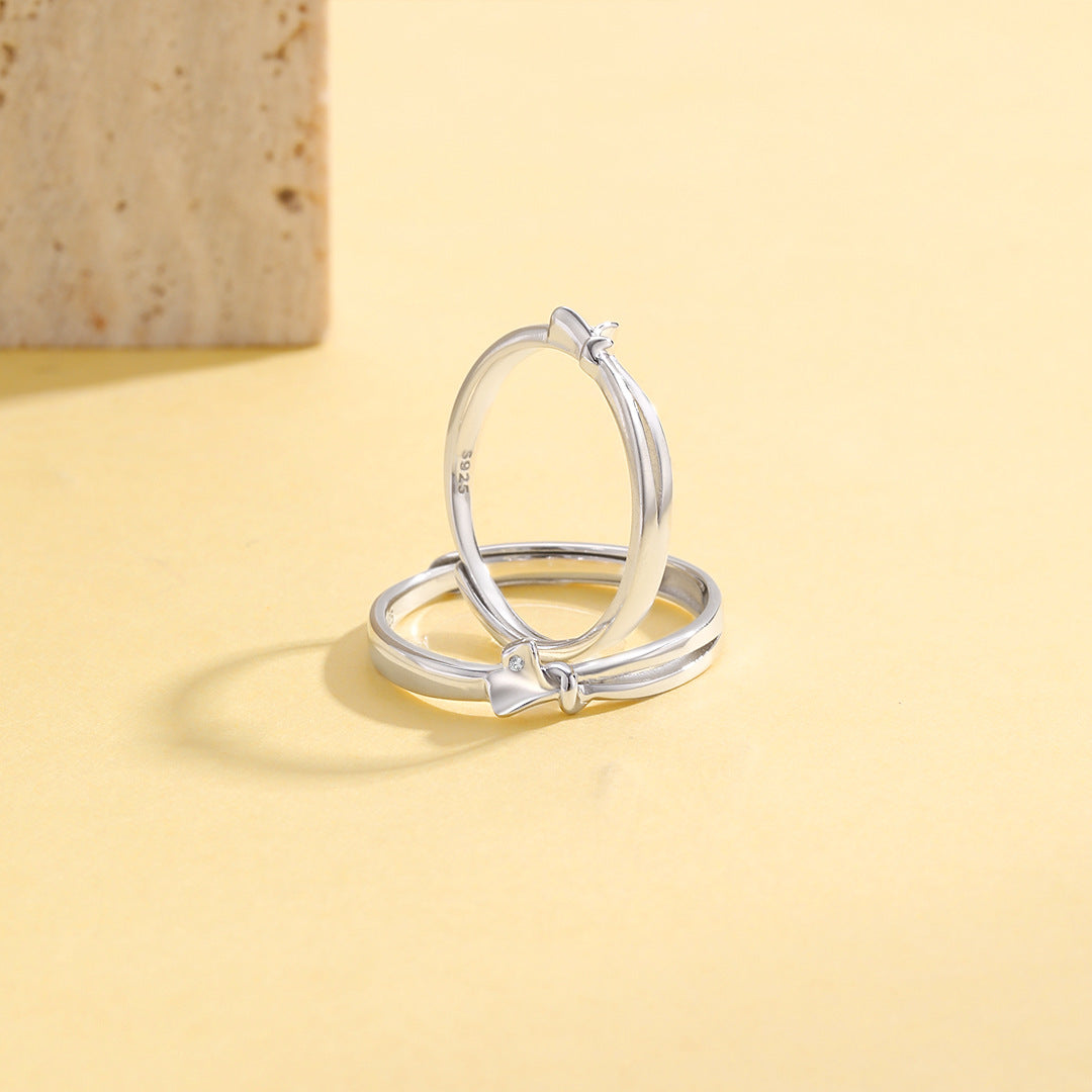 Planderful Everyday Genie – Sansheng Youapricot 925 Sterling Silver Couple Ring for Women with Micro-Inlaid Ginkgo Biloba for Valentine's Day