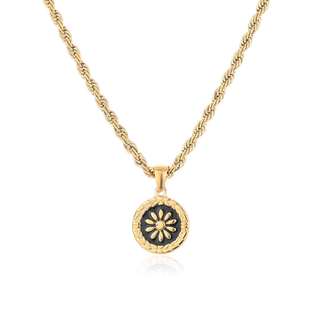 Planderful Jewelry Gold Coin Necklace Stainless Steel