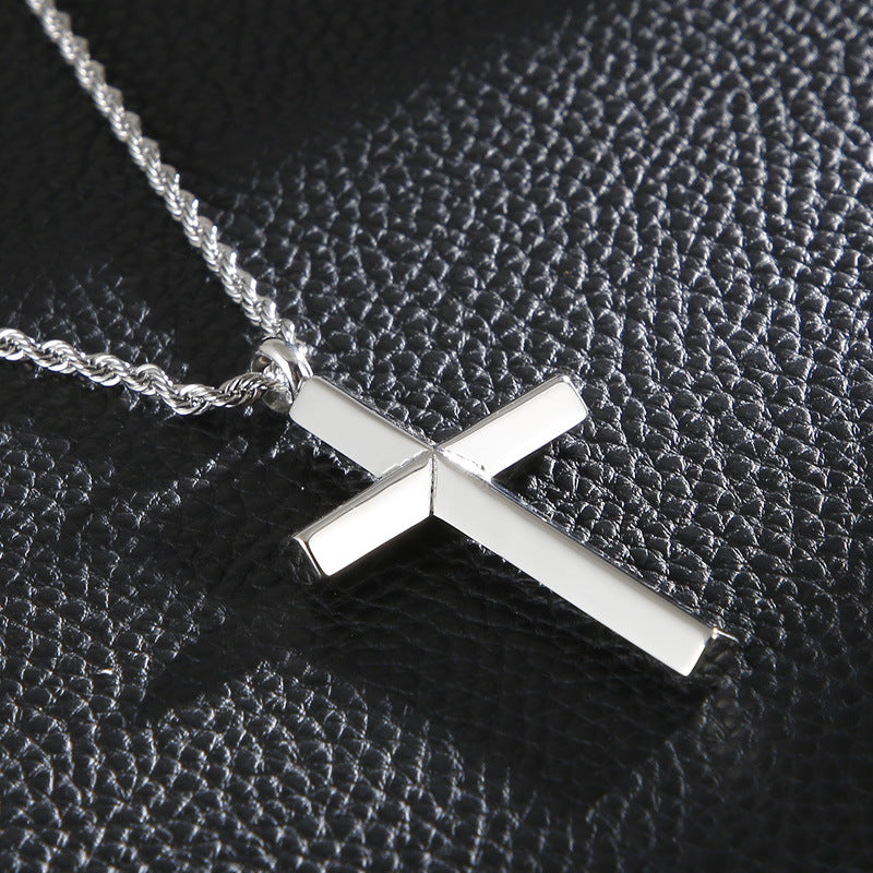 Japan And Korea Electroplated Gold Cross Pendant, Creative Titanium Steel Men's 3mm Necklace
