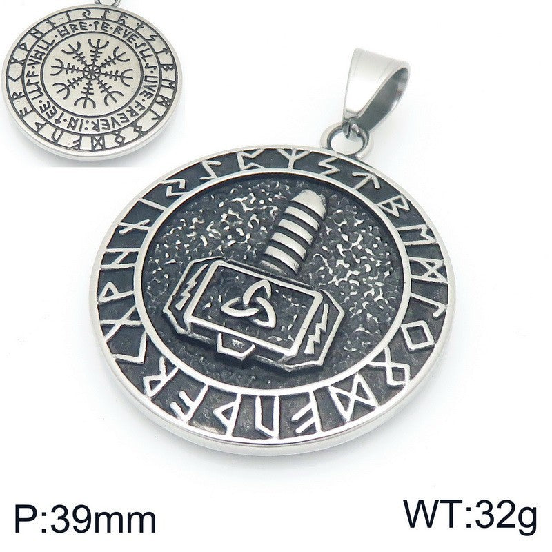 Planderful Men Double Sided Nordic Rune Pendant Titanium